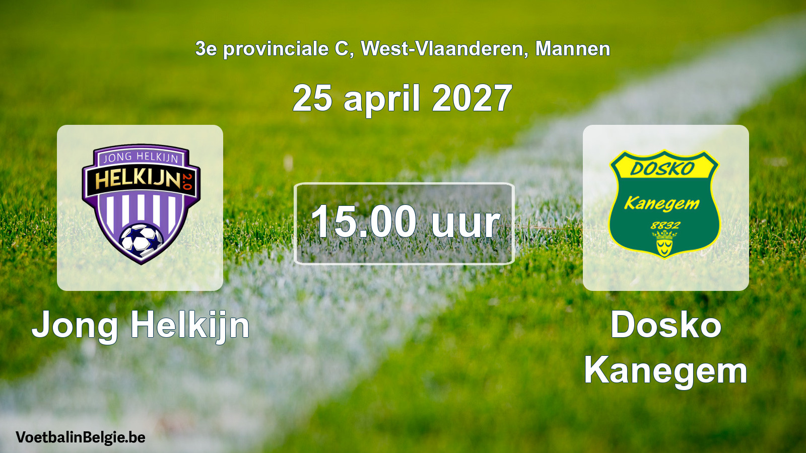 Geplande wedstrijd mannenvoetbal: Jong Helkijn - Dosko Kanegem (25 april 2027)