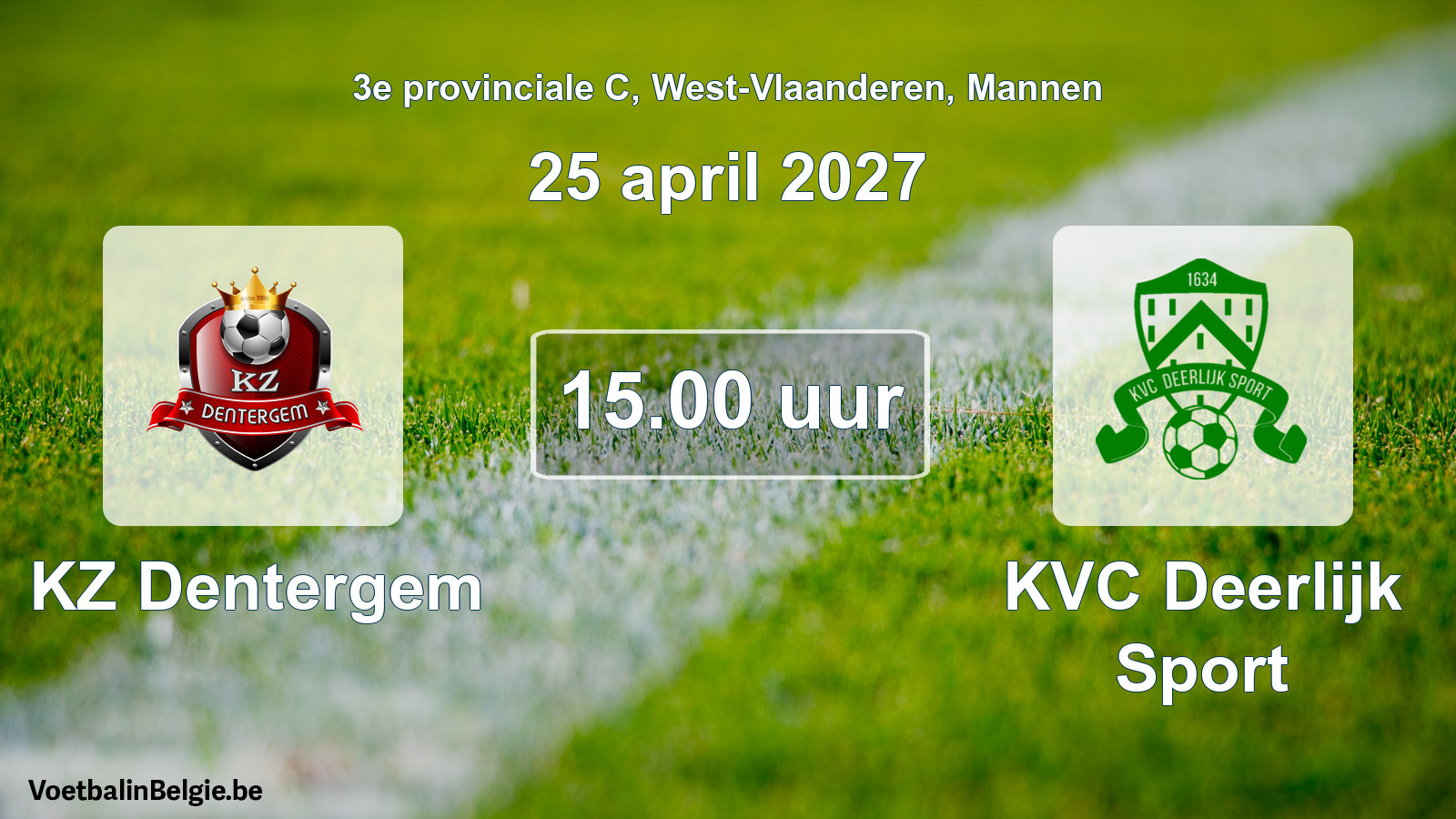 Geplande wedstrijd mannenvoetbal: KZ Dentergem - KVC Deerlijk Sport (25 april 2027)