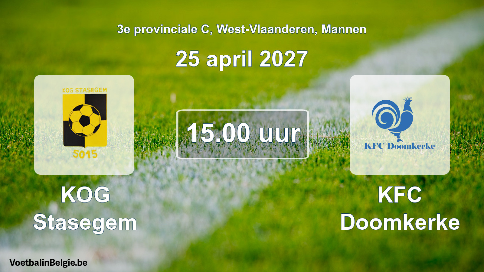 Geplande wedstrijd mannenvoetbal: KOG Stasegem - KFC Doomkerke (25 april 2027)