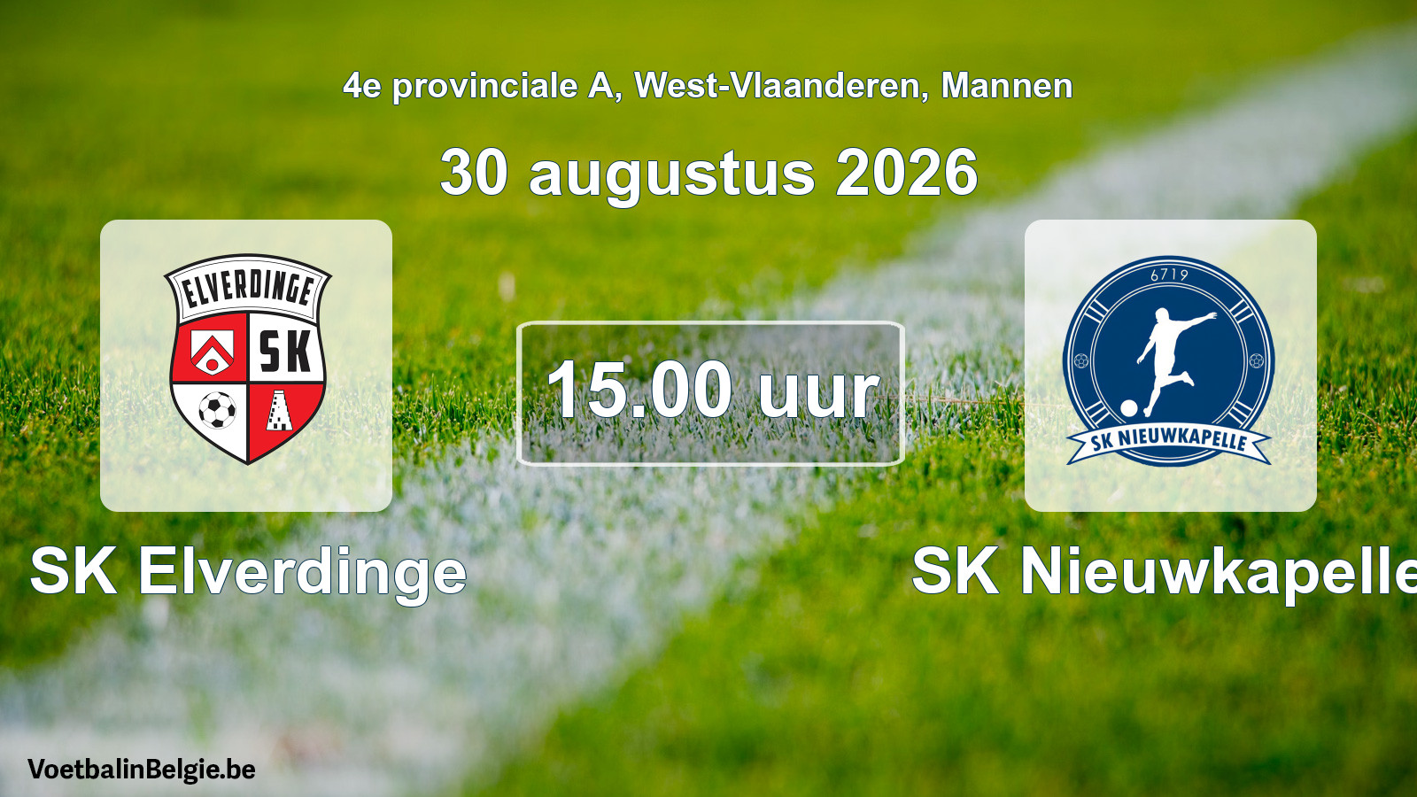 Geplande wedstrijd mannenvoetbal: SK Elverdinge - SK Nieuwkapelle (30 augustus 2026)