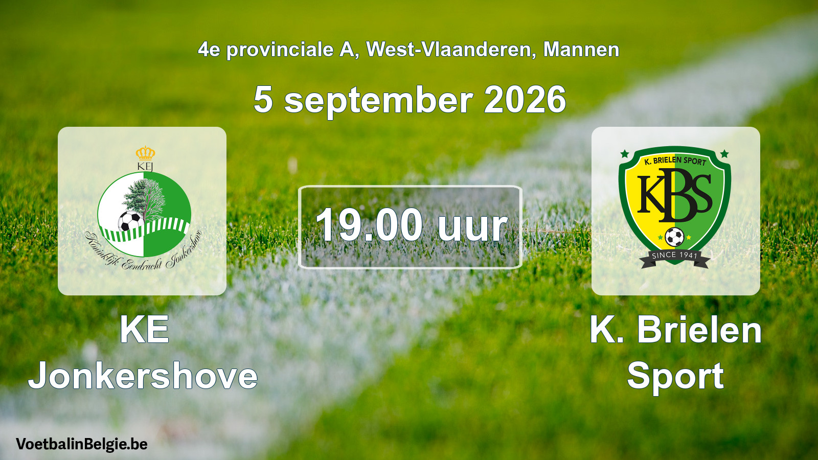 Geplande wedstrijd mannenvoetbal: KE Jonkershove - K. Brielen Sport (5 september 2026)
