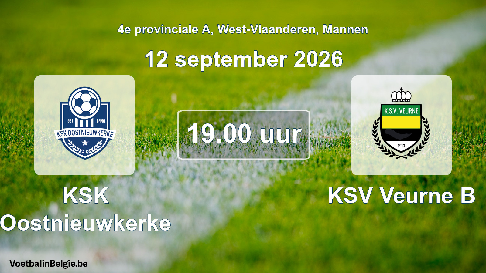 Geplande wedstrijd mannenvoetbal: KSK Oostnieuwkerke - KSV Veurne B (12 september 2026)