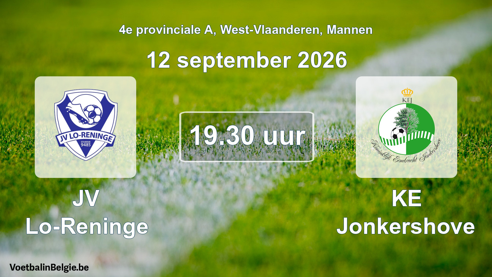 Geplande wedstrijd mannenvoetbal: JV Lo-Reninge - KE Jonkershove (12 september 2026)