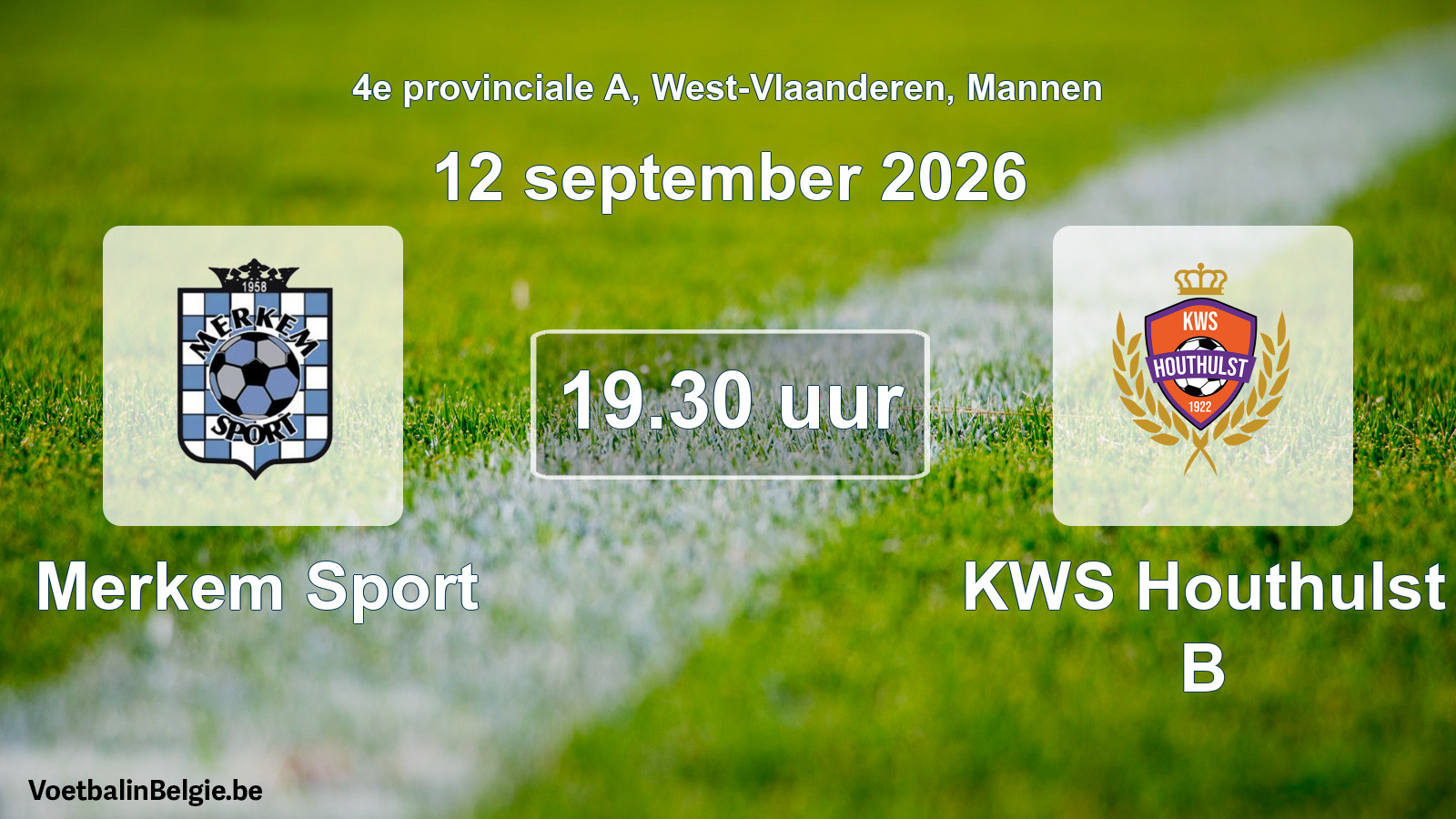 Geplande wedstrijd mannenvoetbal: Merkem Sport - KWS Houthulst B (12 september 2026)