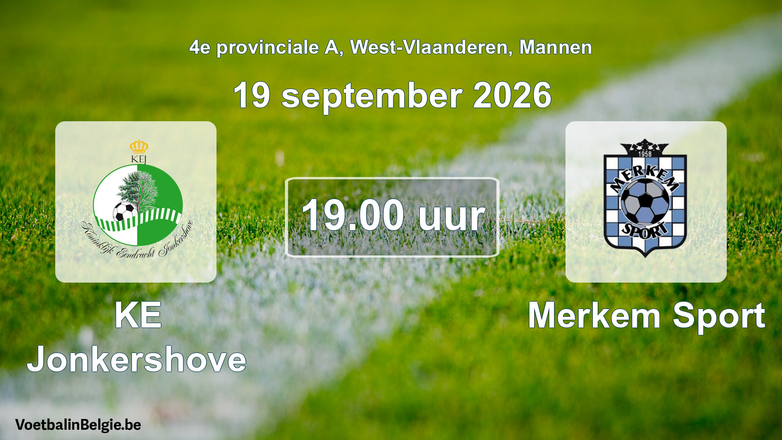 Geplande wedstrijd mannenvoetbal: KE Jonkershove - Merkem Sport (19 september 2026)