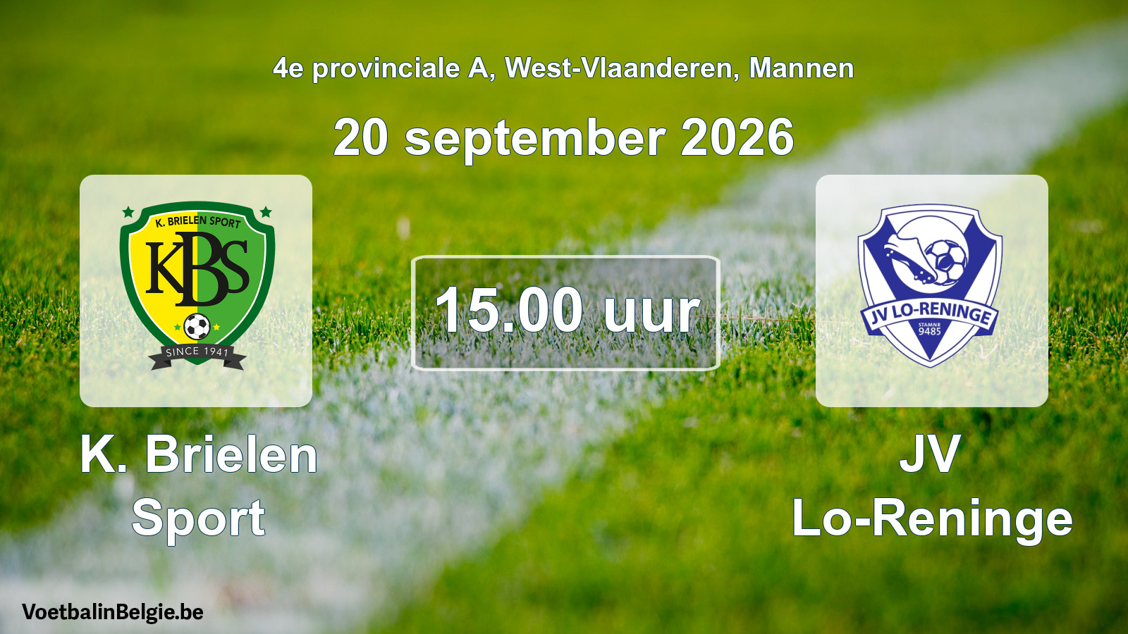 Geplande wedstrijd mannenvoetbal: K. Brielen Sport - JV Lo-Reninge (20 september 2026)