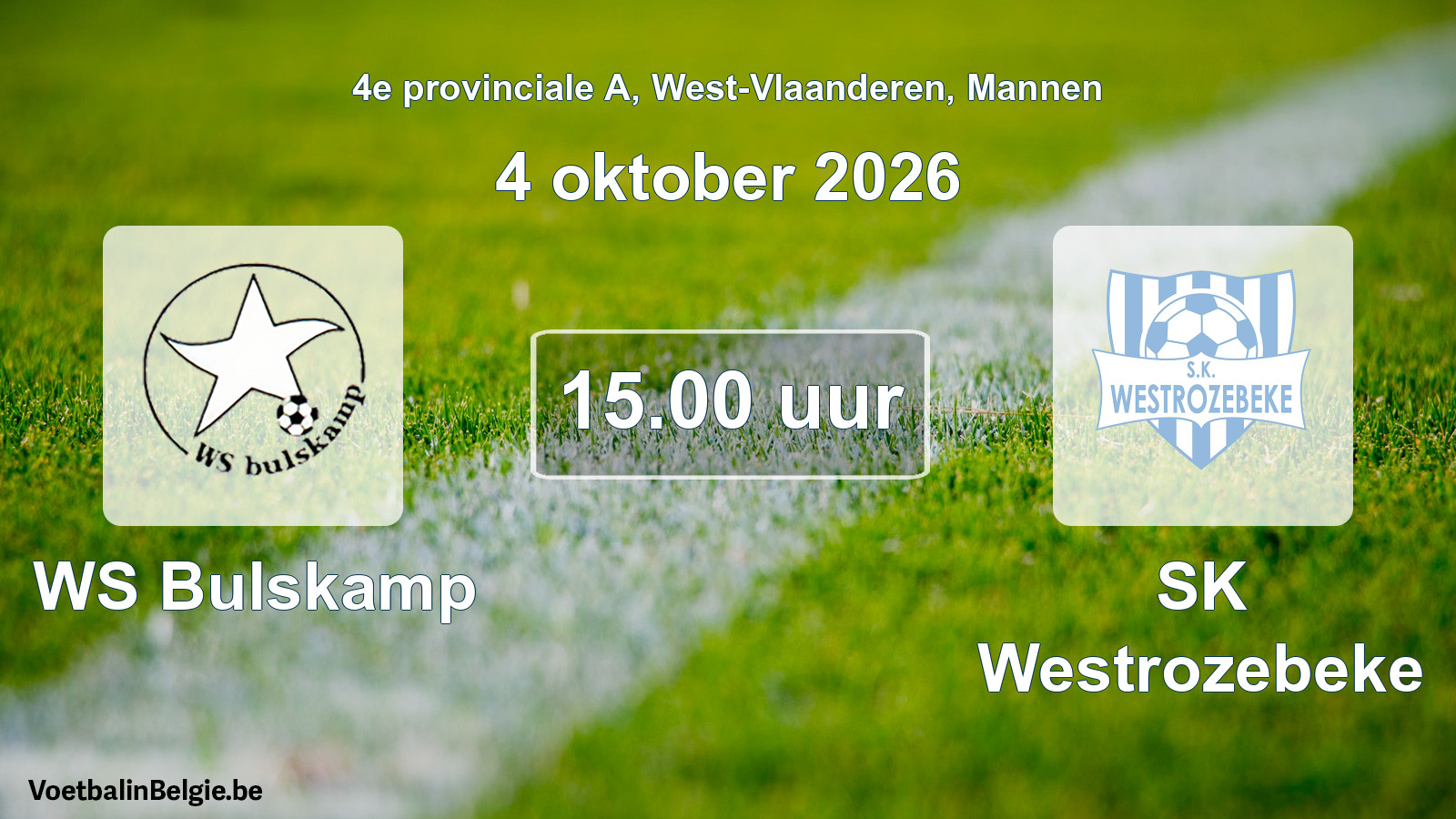 Geplande wedstrijd mannenvoetbal: WS Bulskamp - SK Westrozebeke (4 oktober 2026)