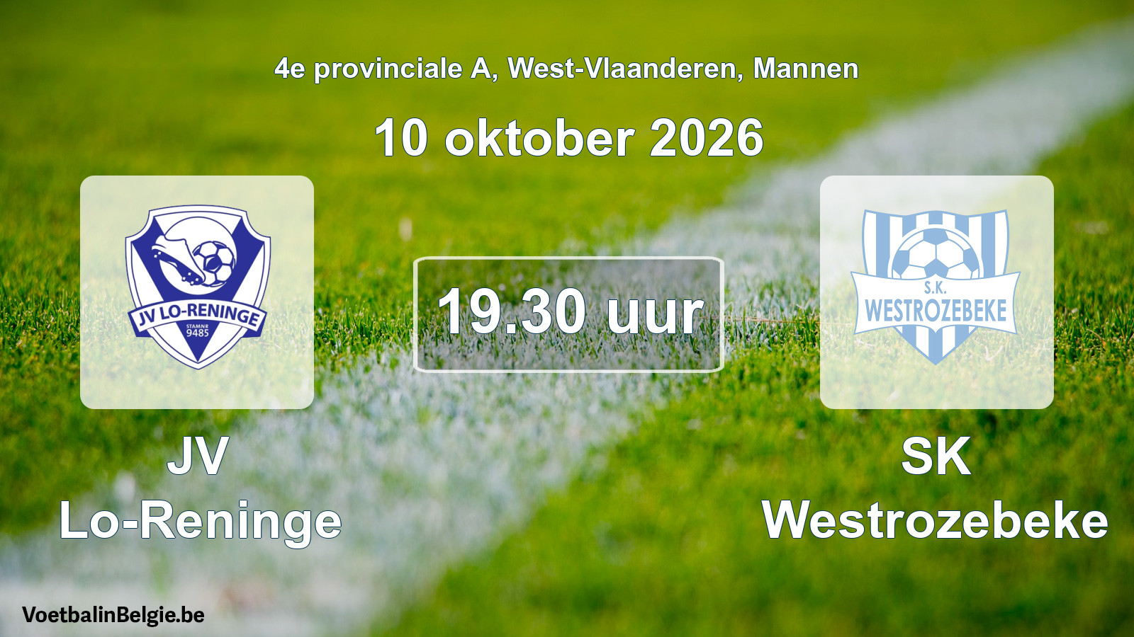Geplande wedstrijd mannenvoetbal: JV Lo-Reninge - SK Westrozebeke (10 oktober 2026)