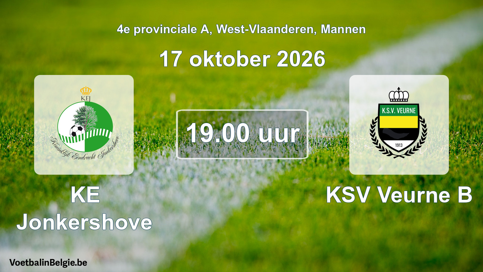 Geplantes Spiel männer-Fußball: KE Jonkershove - KSV Veurne B (17 Oktober 2026)