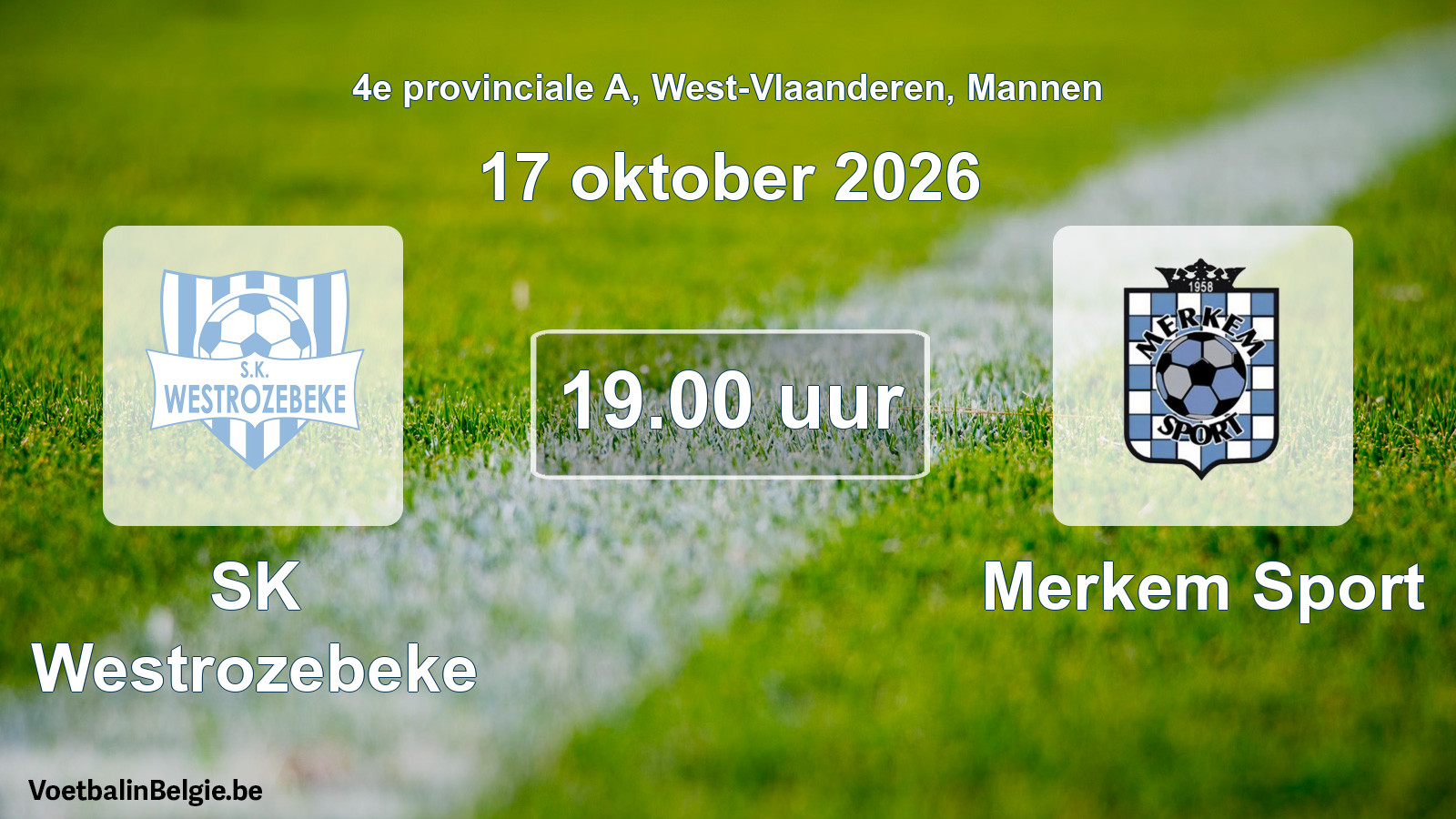 Geplande wedstrijd mannenvoetbal: SK Westrozebeke - Merkem Sport (17 oktober 2026)