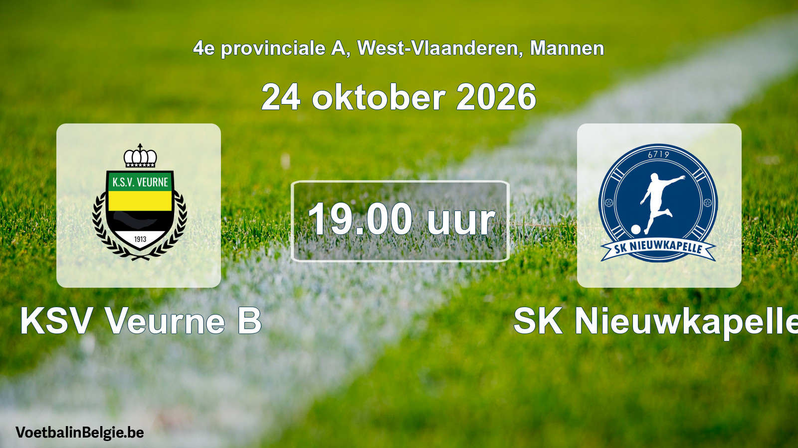 Geplande wedstrijd mannenvoetbal: KSV Veurne B - SK Nieuwkapelle (24 oktober 2026)