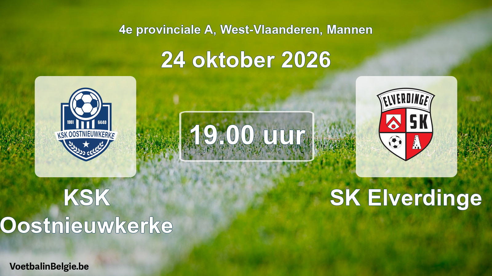Geplande wedstrijd mannenvoetbal: KSK Oostnieuwkerke - SK Elverdinge (24 oktober 2026)
