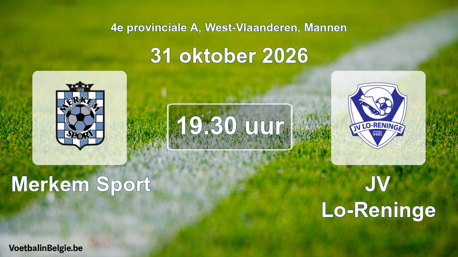 Geplande wedstrijd mannenvoetbal: Merkem Sport - JV Lo-Reninge (31 oktober 2026)