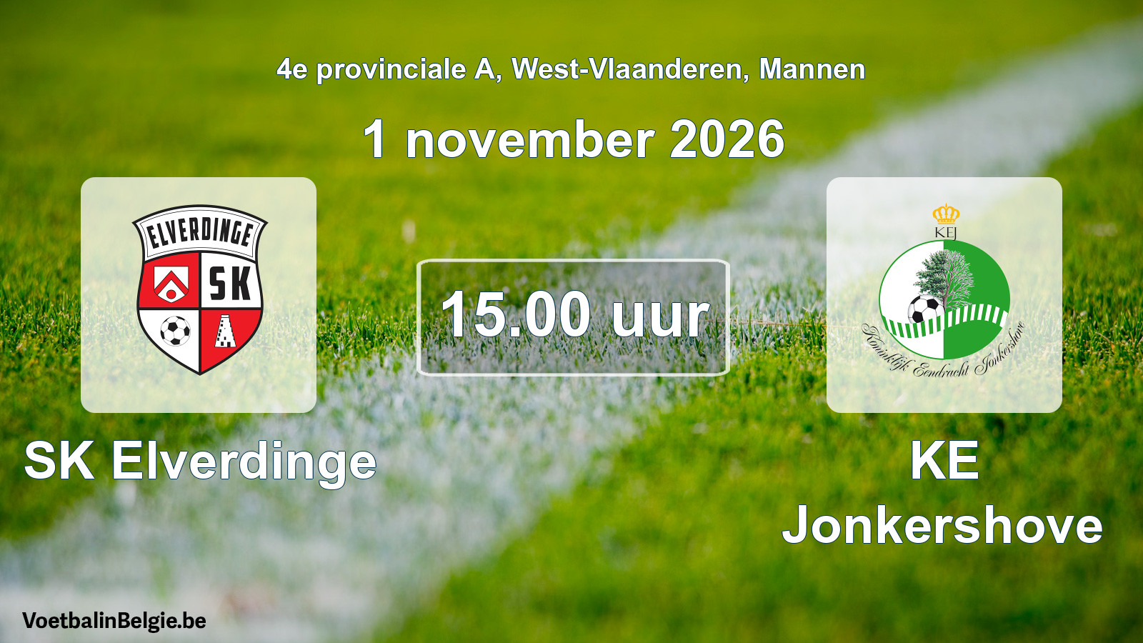 Geplande wedstrijd mannenvoetbal: SK Elverdinge - KE Jonkershove (1 november 2026)