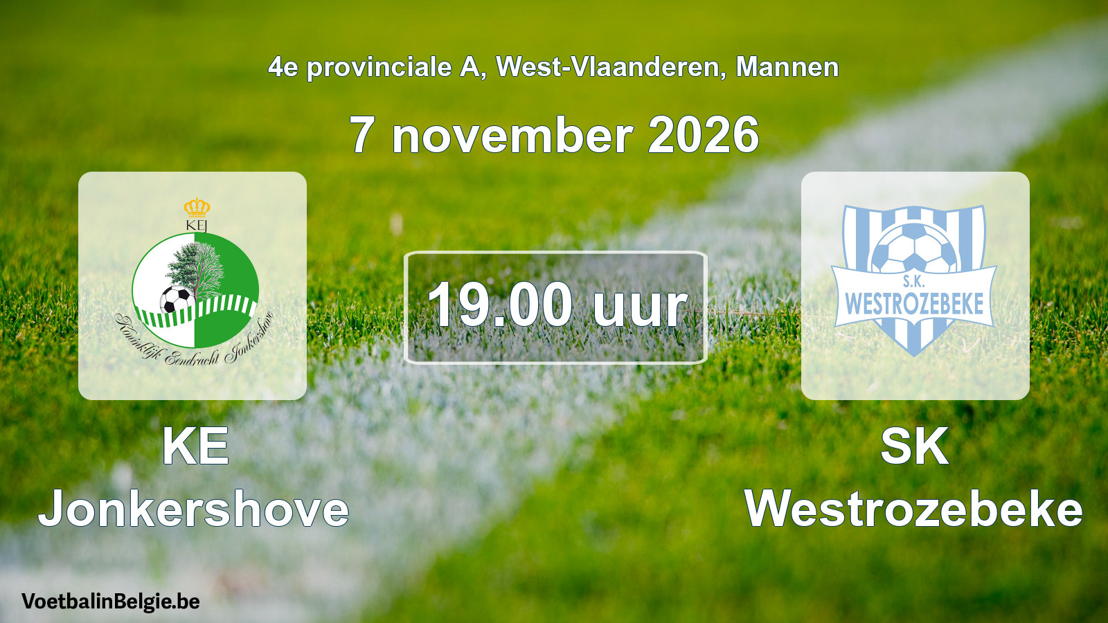 Geplande wedstrijd mannenvoetbal: KE Jonkershove - SK Westrozebeke (7 november 2026)