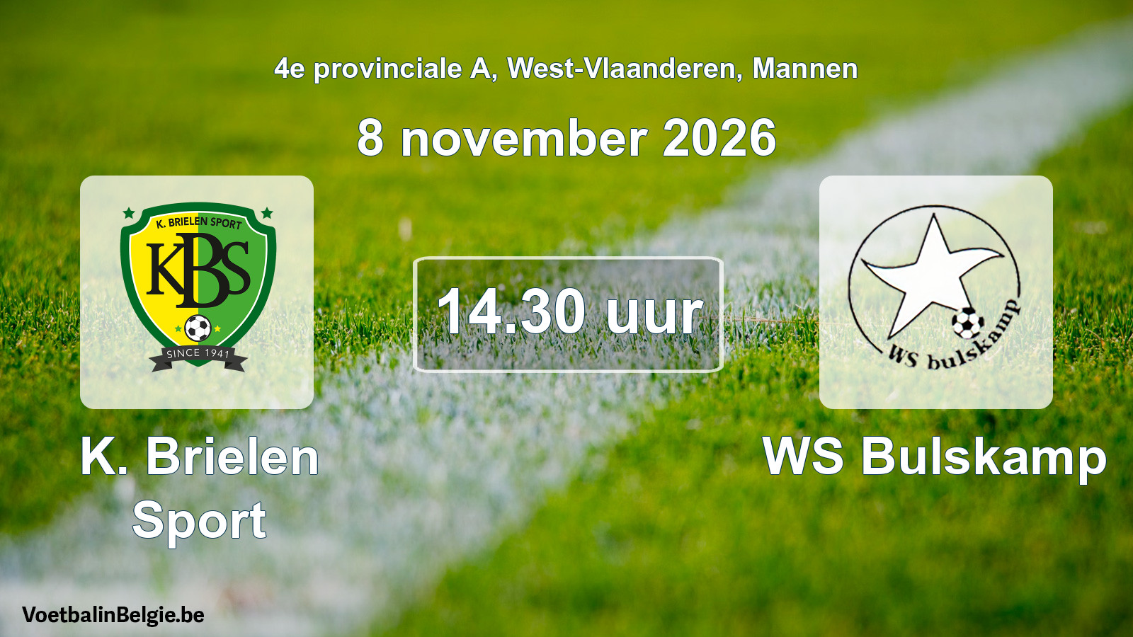 Geplande wedstrijd mannenvoetbal: K. Brielen Sport - WS Bulskamp (8 november 2026)