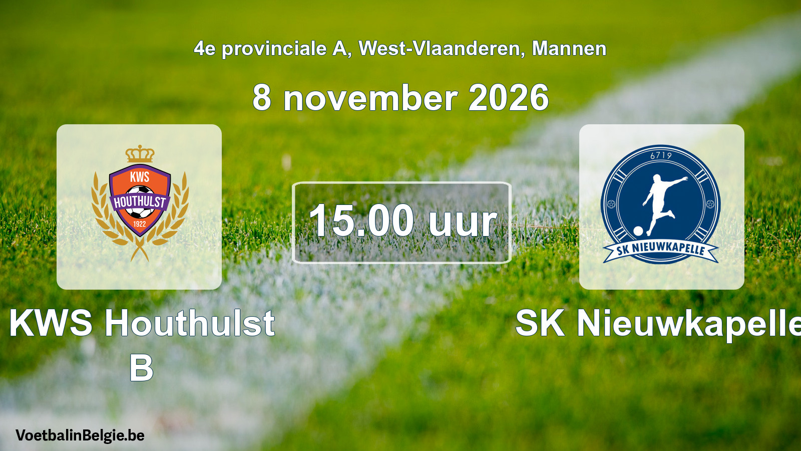 Geplande wedstrijd mannenvoetbal: KWS Houthulst B - SK Nieuwkapelle (8 november 2026)