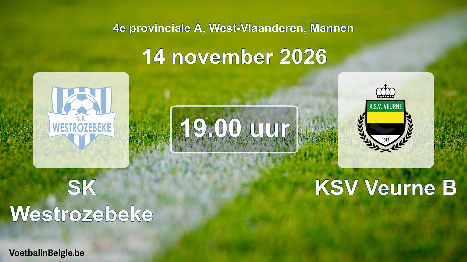 Geplande wedstrijd mannenvoetbal: SK Westrozebeke - KSV Veurne B (14 november 2026)