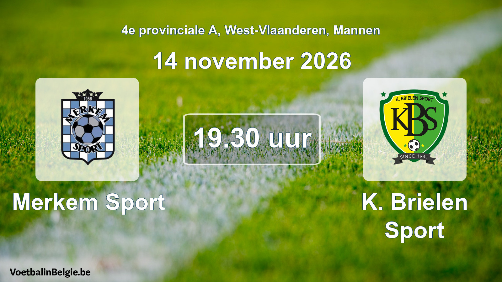 Geplantes Spiel männer-Fußball: Merkem Sport - K. Brielen Sport (14 November 2026)