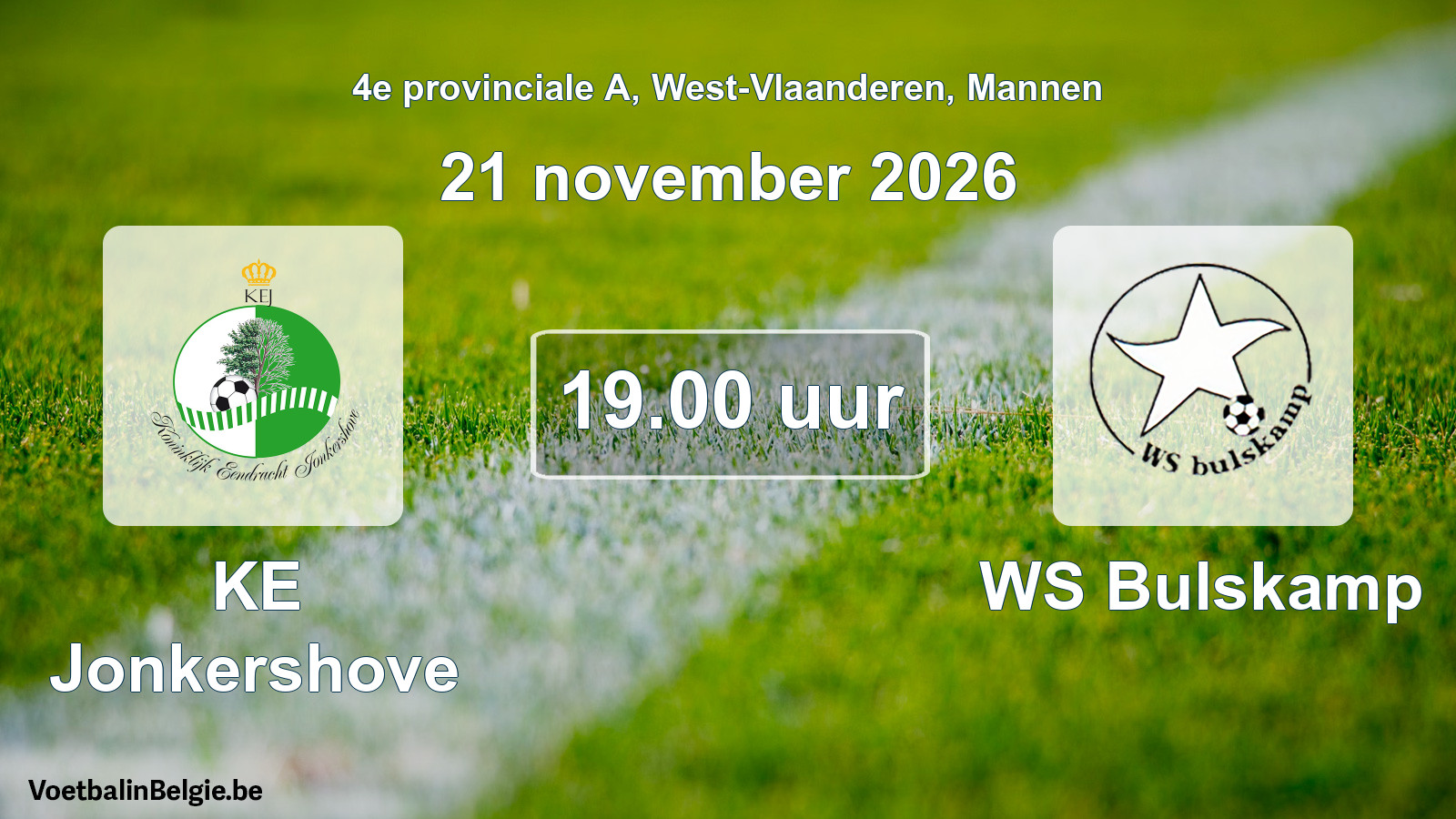 Geplande wedstrijd mannenvoetbal: KE Jonkershove - WS Bulskamp (21 november 2026)