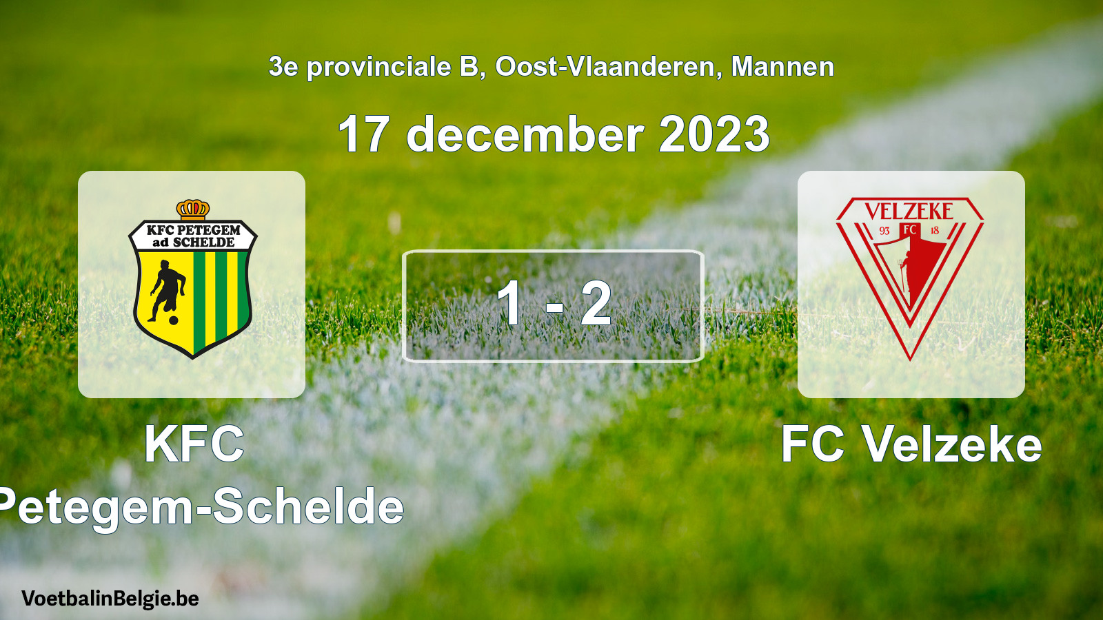 Gespeelde wedstrijd mannenvoetbal: KFC Petegem-Schelde - FC Velzeke 1 - 2 (17 december 2023)