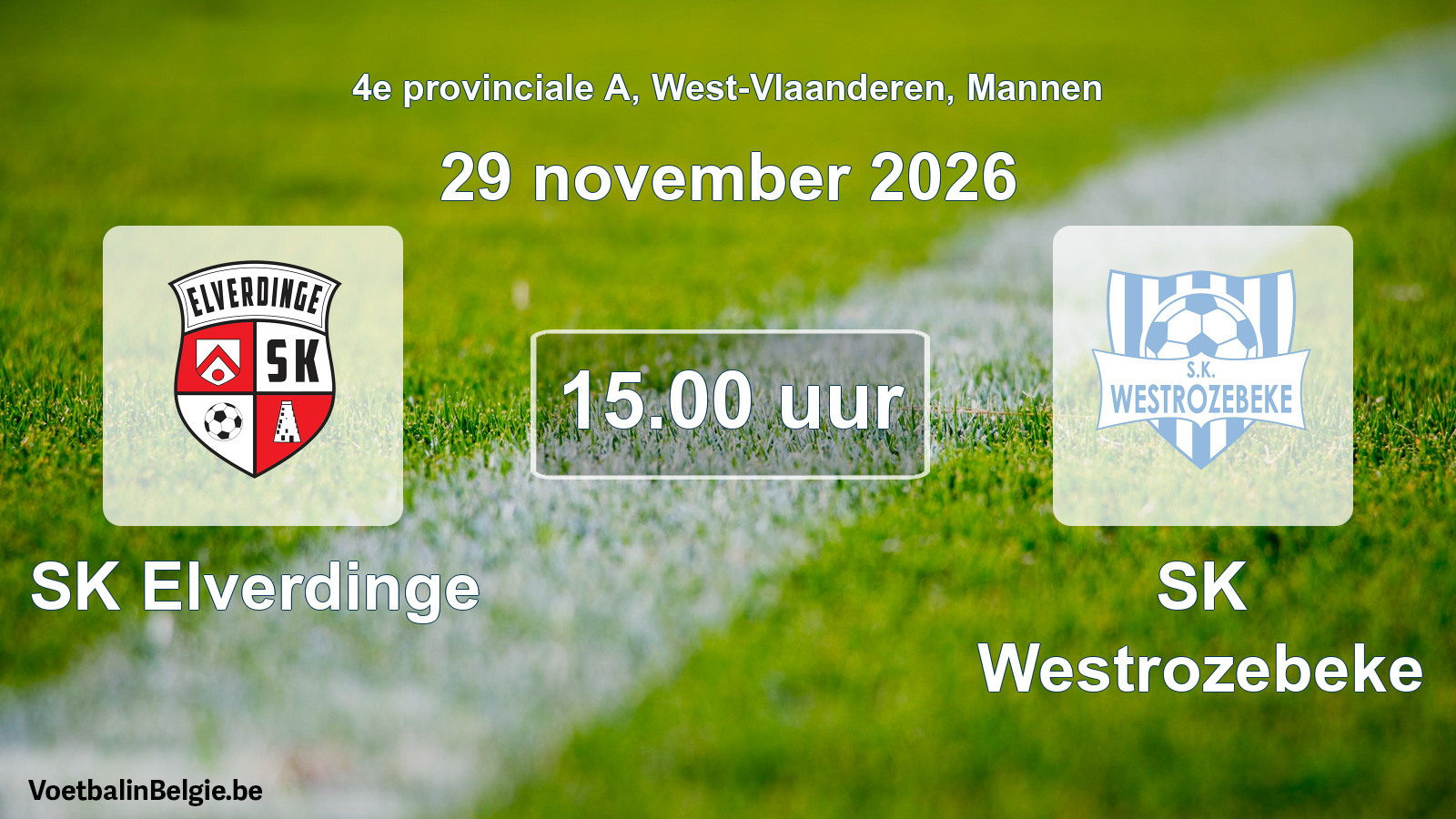 Geplande wedstrijd mannenvoetbal: SK Elverdinge - SK Westrozebeke (29 november 2026)