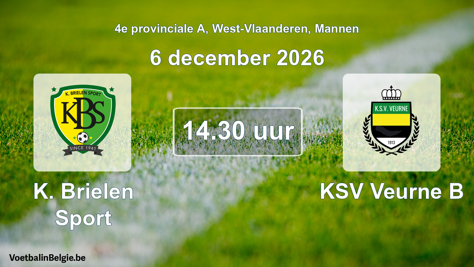 Geplantes Spiel männer-Fußball: K. Brielen Sport - KSV Veurne B (6 Dezember 2026)