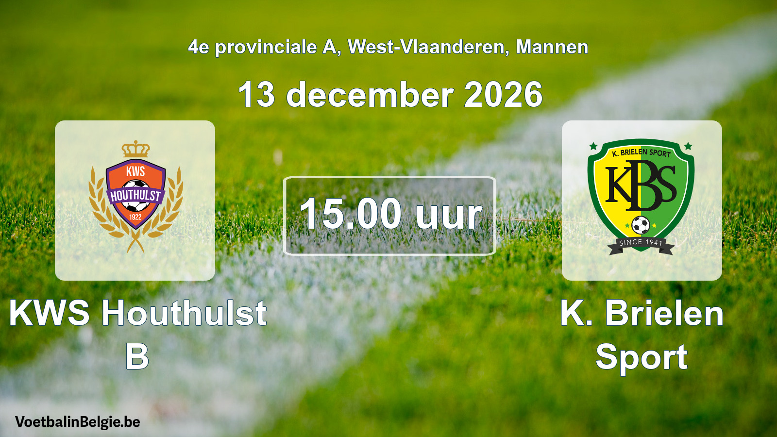 Geplande wedstrijd mannenvoetbal: KWS Houthulst B - K. Brielen Sport (13 december 2026)
