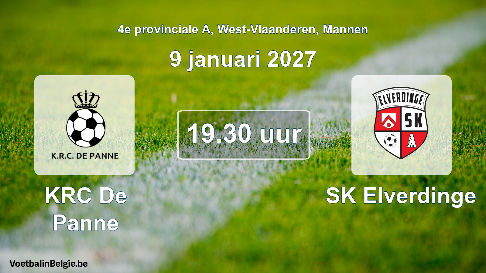 Geplande wedstrijd mannenvoetbal: KRC De Panne - SK Elverdinge (9 januari 2027)