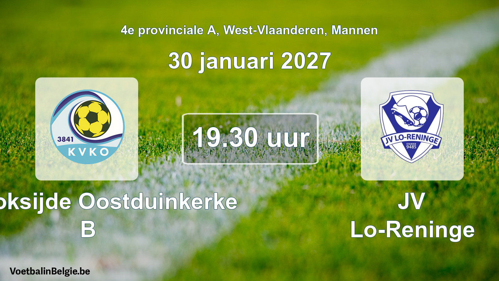 Geplande wedstrijd mannenvoetbal: KV Koksijde Oostduinkerke B - JV Lo-Reninge (30 januari 2027)