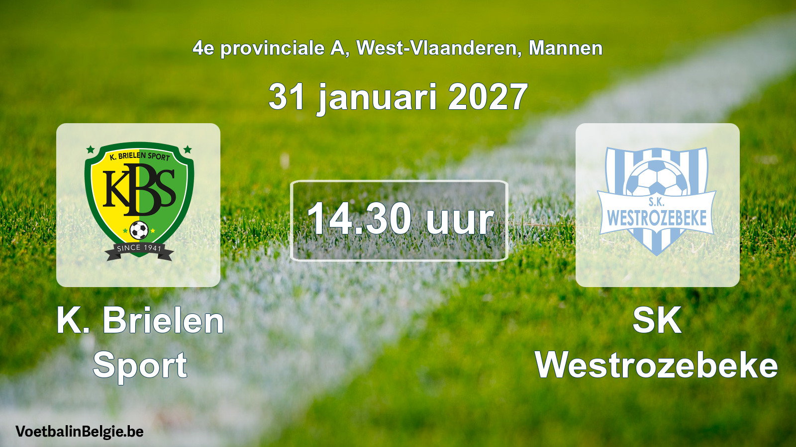 Geplande wedstrijd mannenvoetbal: K. Brielen Sport - SK Westrozebeke (31 januari 2027)