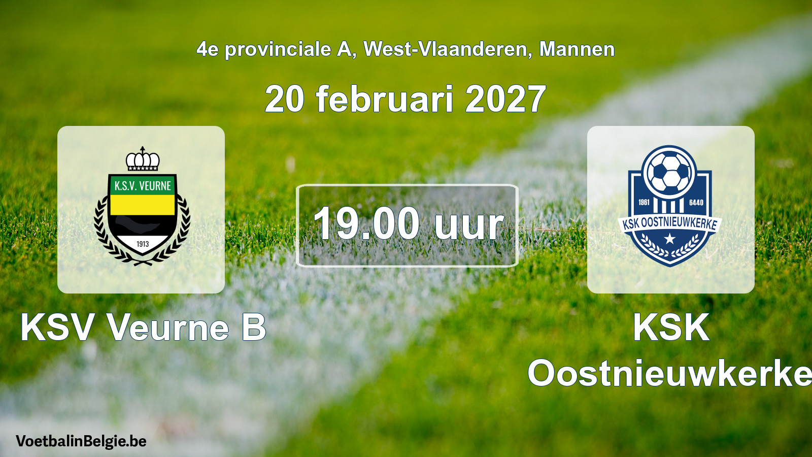 Geplande wedstrijd mannenvoetbal: KSV Veurne B - KSK Oostnieuwkerke (20 februari 2027)