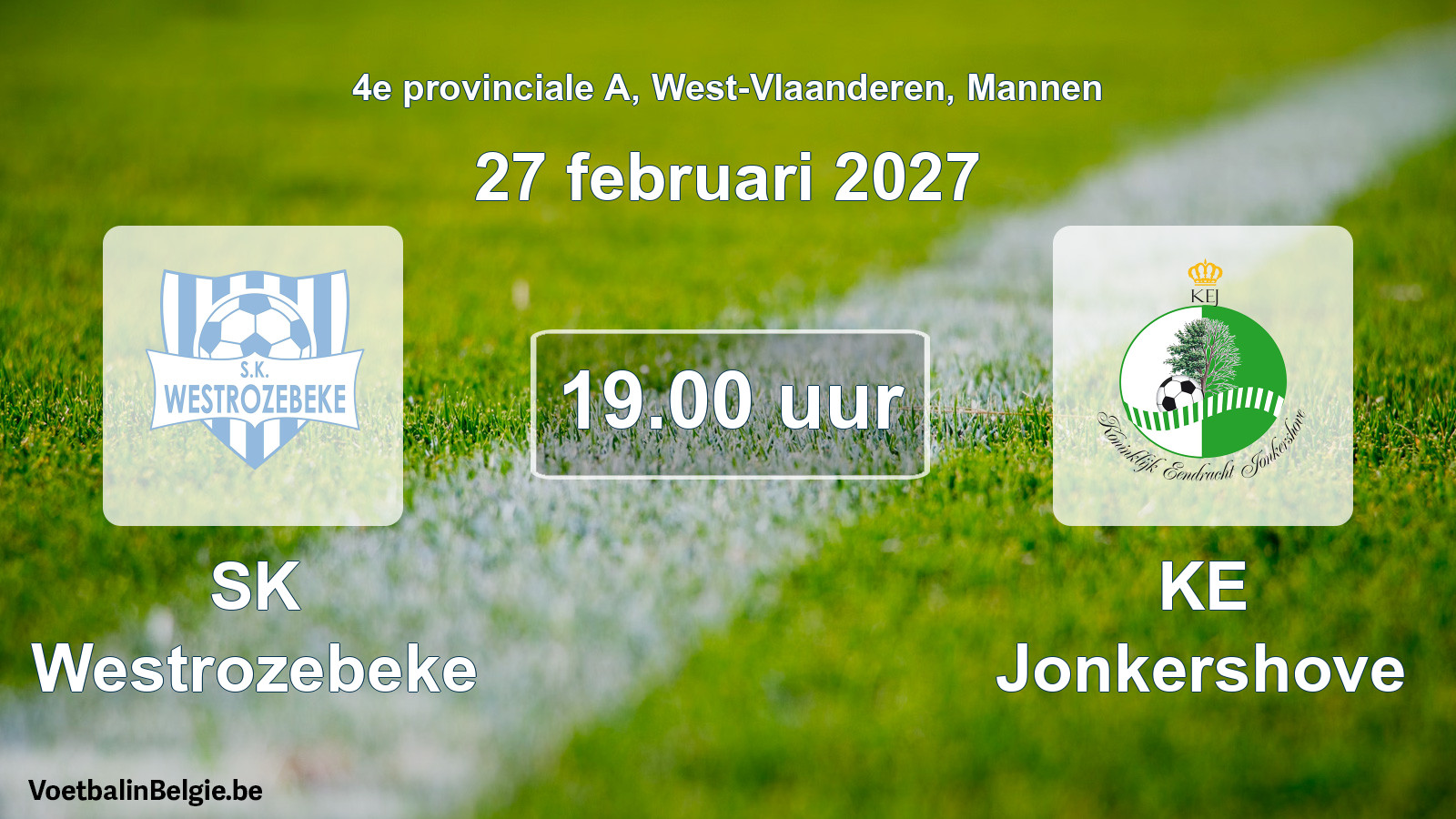 Geplande wedstrijd mannenvoetbal: SK Westrozebeke - KE Jonkershove (27 februari 2027)