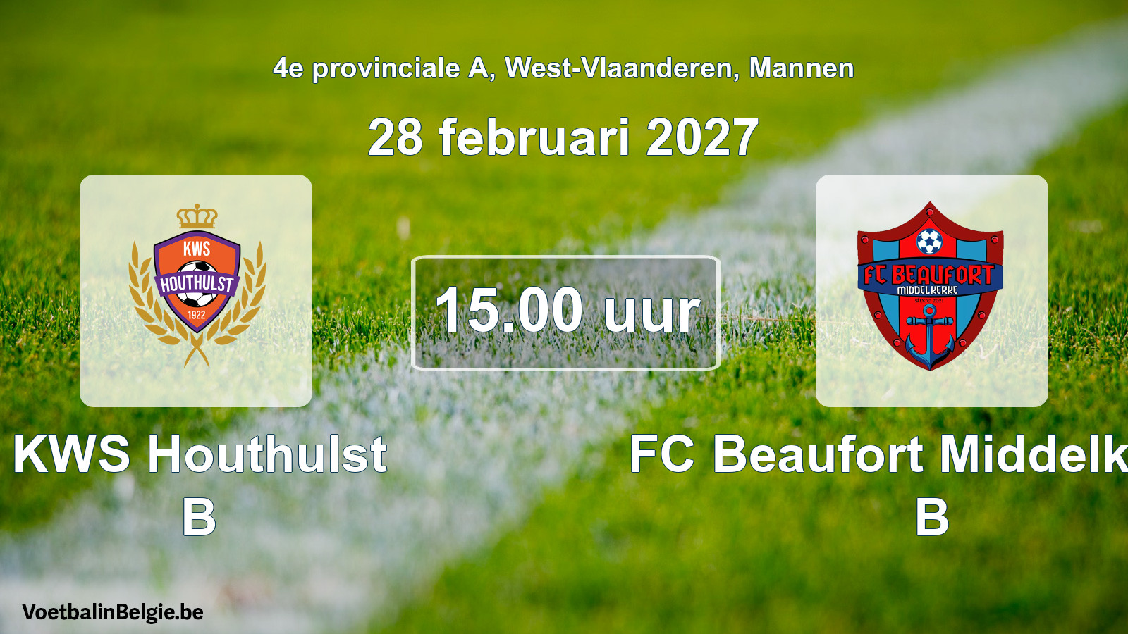 Geplande wedstrijd mannenvoetbal: KWS Houthulst B - FC Beaufort Middelkerke B (28 februari 2027)