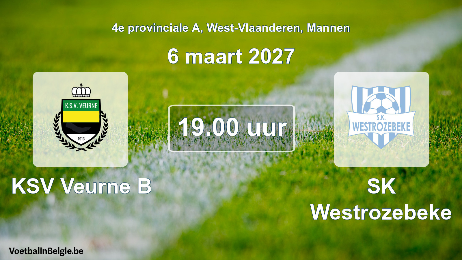 Geplande wedstrijd mannenvoetbal: KSV Veurne B - SK Westrozebeke (6 maart 2027)