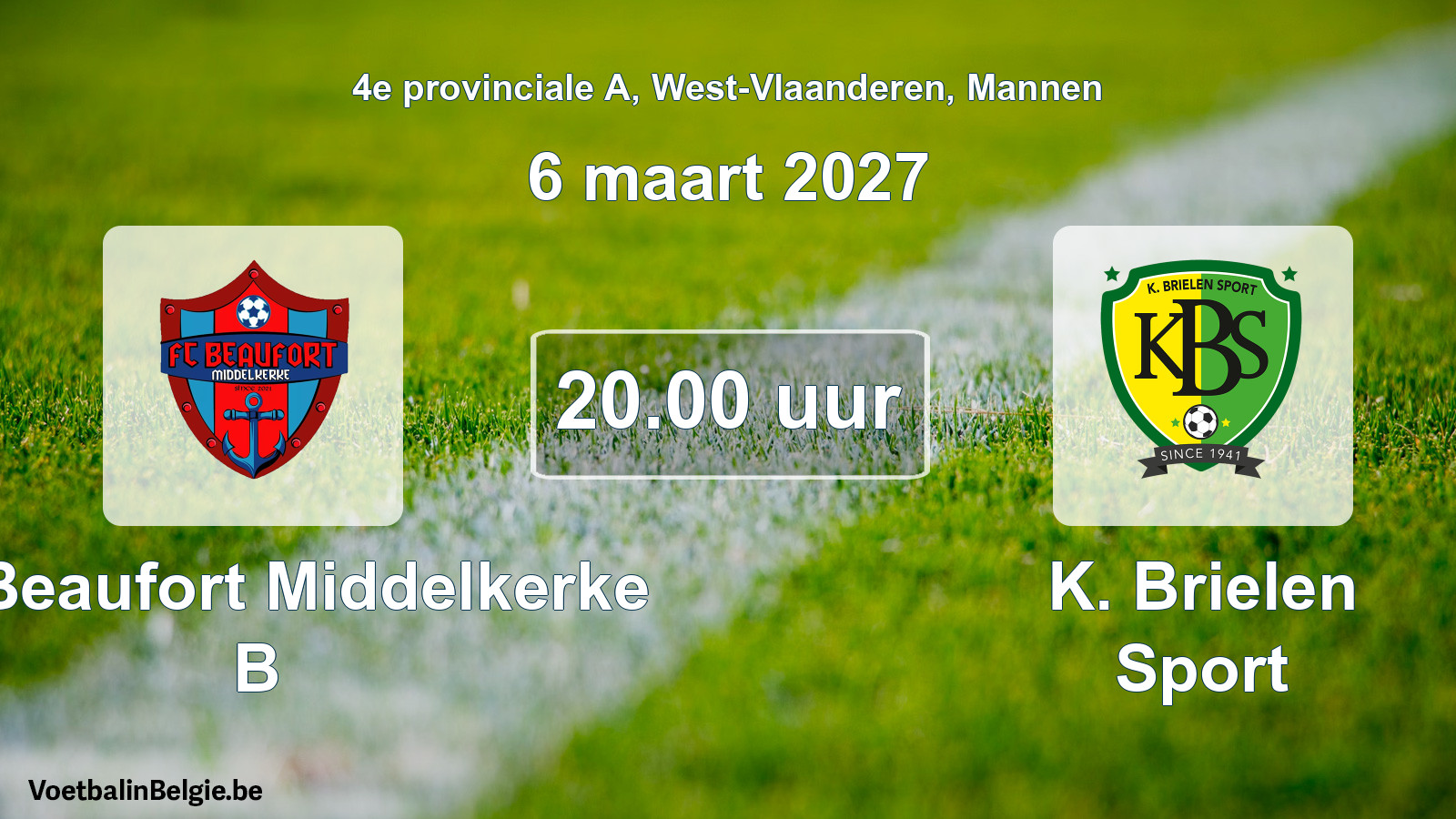 Geplande wedstrijd mannenvoetbal: FC Beaufort Middelkerke B - K. Brielen Sport (6 maart 2027)