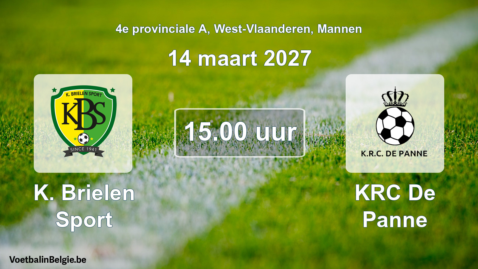 Geplande wedstrijd mannenvoetbal: K. Brielen Sport - KRC De Panne (14 maart 2027)