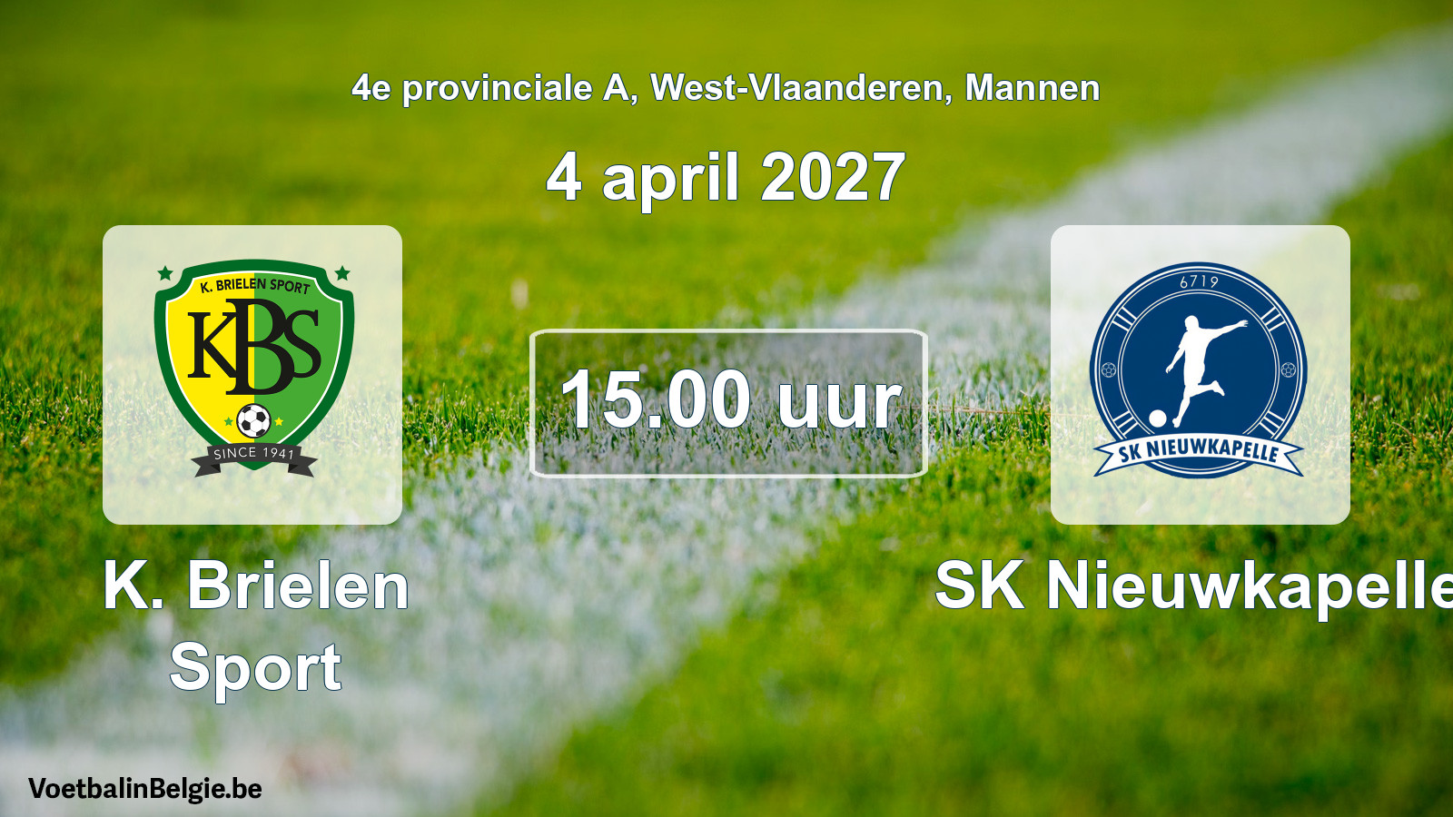 Geplande wedstrijd mannenvoetbal: K. Brielen Sport - SK Nieuwkapelle (4 april 2027)