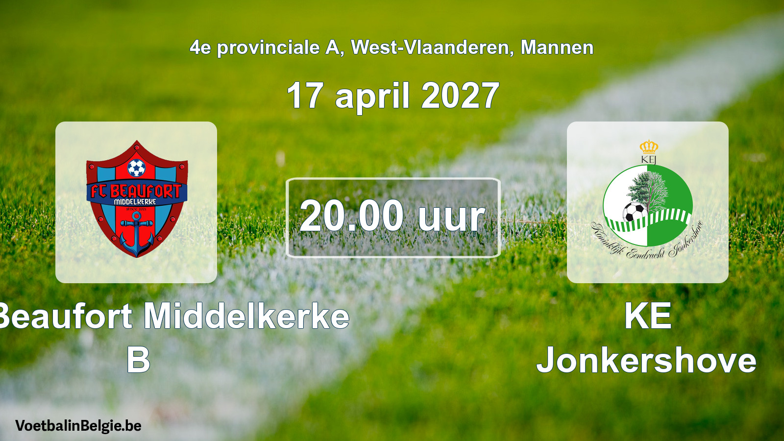 Match prévu football hommes: FC Beaufort Middelkerke B - KE Jonkershove (17 avril 2027)