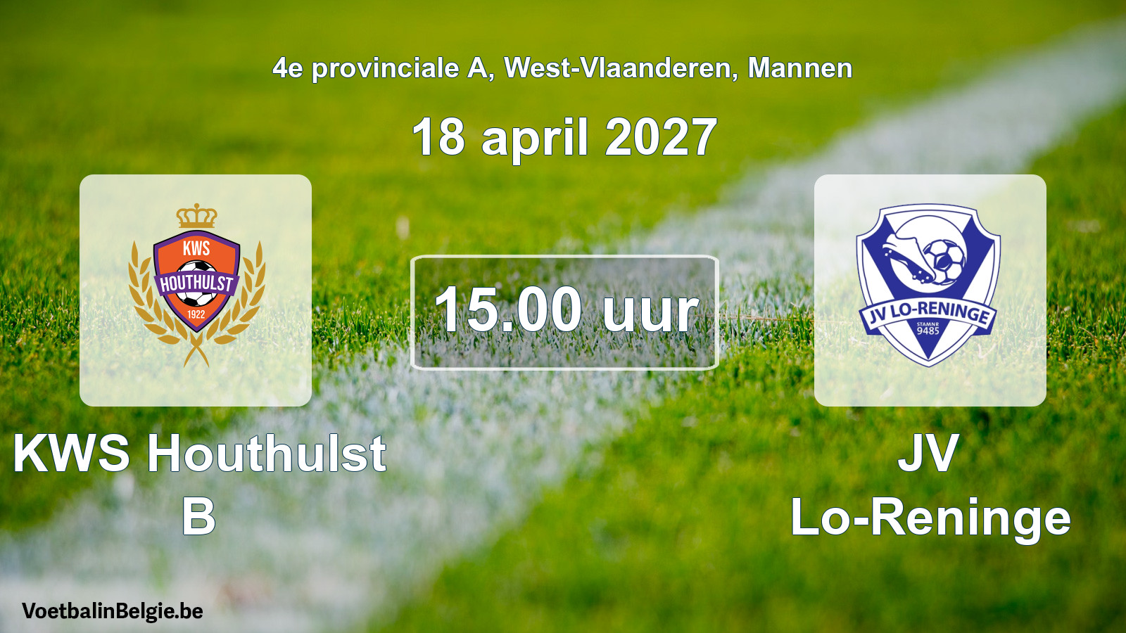 Geplande wedstrijd mannenvoetbal: KWS Houthulst B - JV Lo-Reninge (18 april 2027)