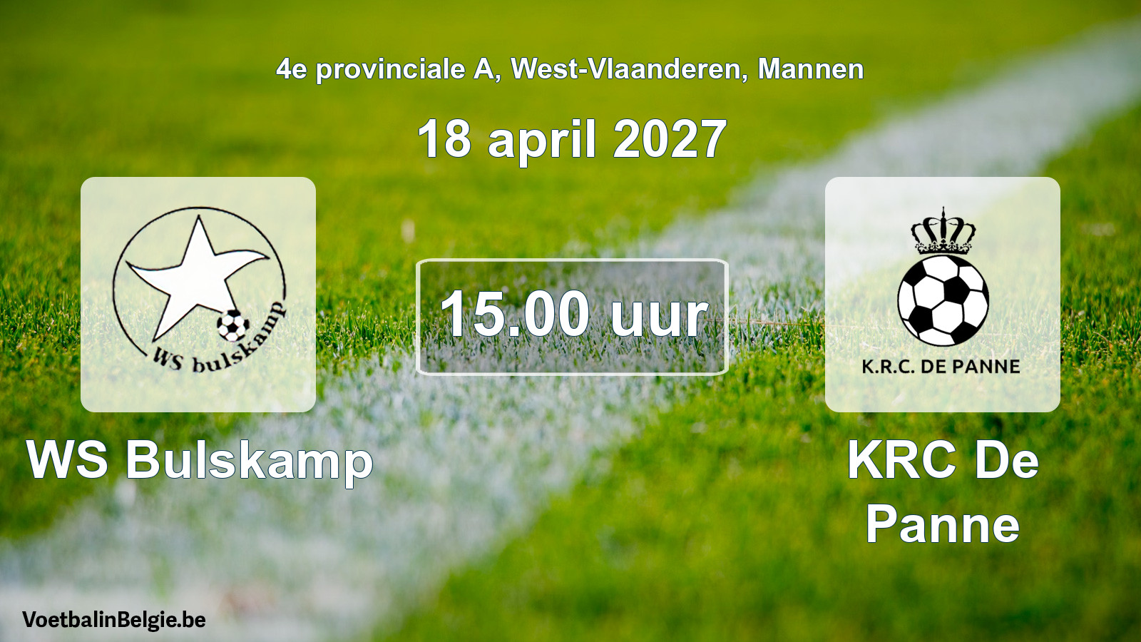 Geplande wedstrijd mannenvoetbal: WS Bulskamp - KRC De Panne (18 april 2027)