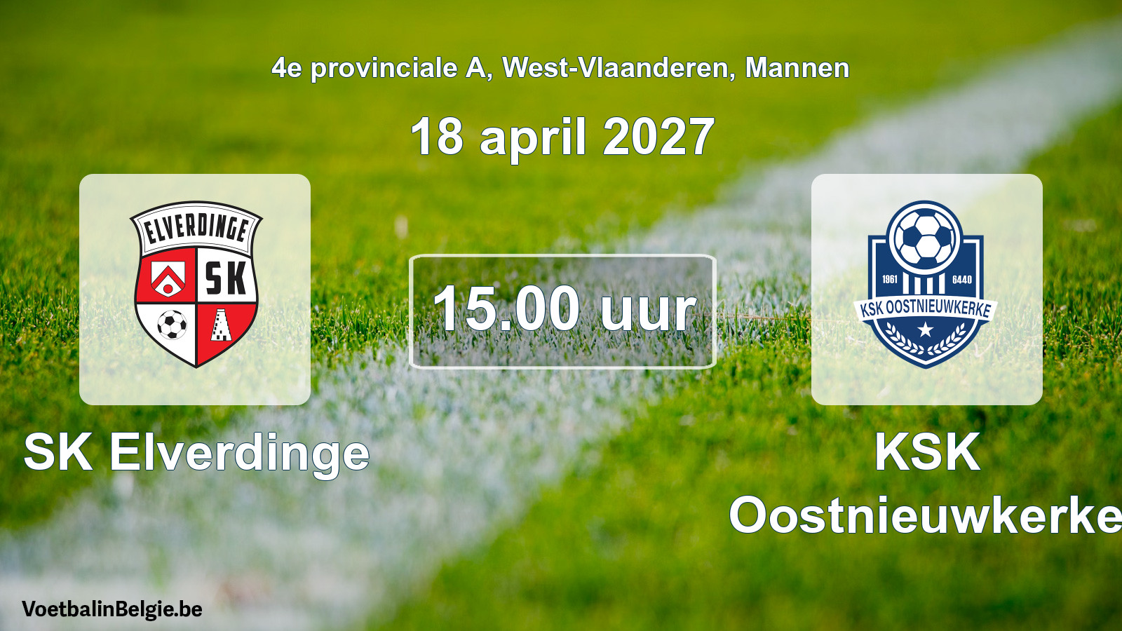Geplande wedstrijd mannenvoetbal: SK Elverdinge - KSK Oostnieuwkerke (18 april 2027)