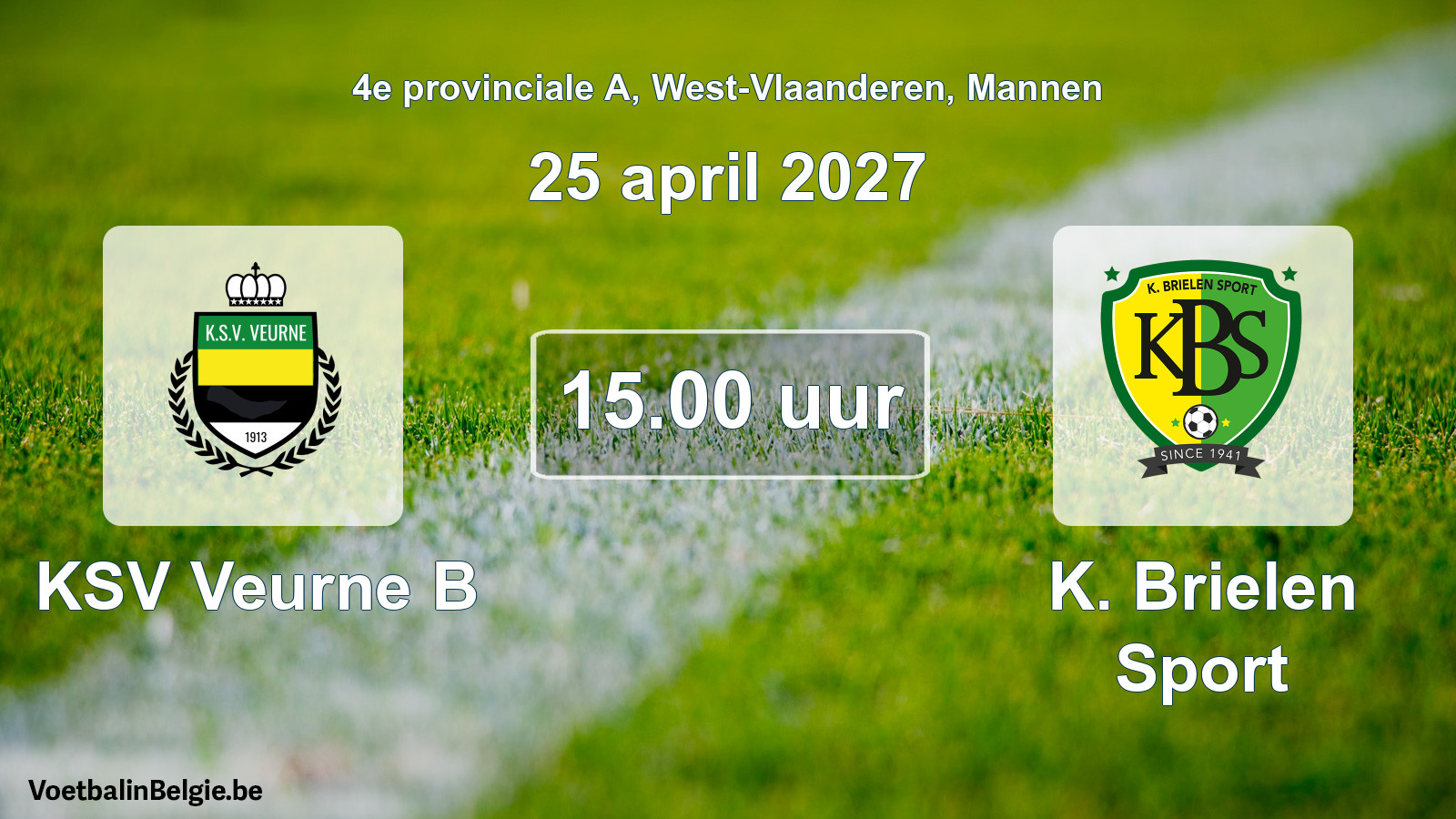 Geplande wedstrijd mannenvoetbal: KSV Veurne B - K. Brielen Sport (25 april 2027)
