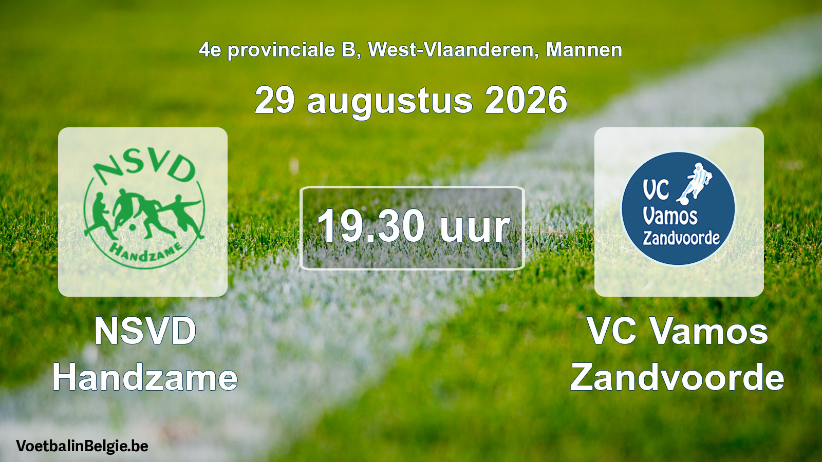 Geplande wedstrijd mannenvoetbal: NSVD Handzame - VC Vamos Zandvoorde (29 augustus 2026)
