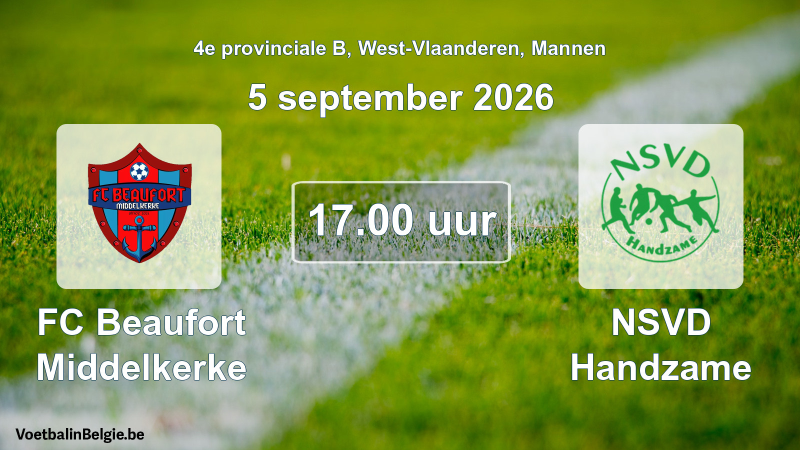 Geplande wedstrijd mannenvoetbal: FC Beaufort Middelkerke - NSVD Handzame (5 september 2026)