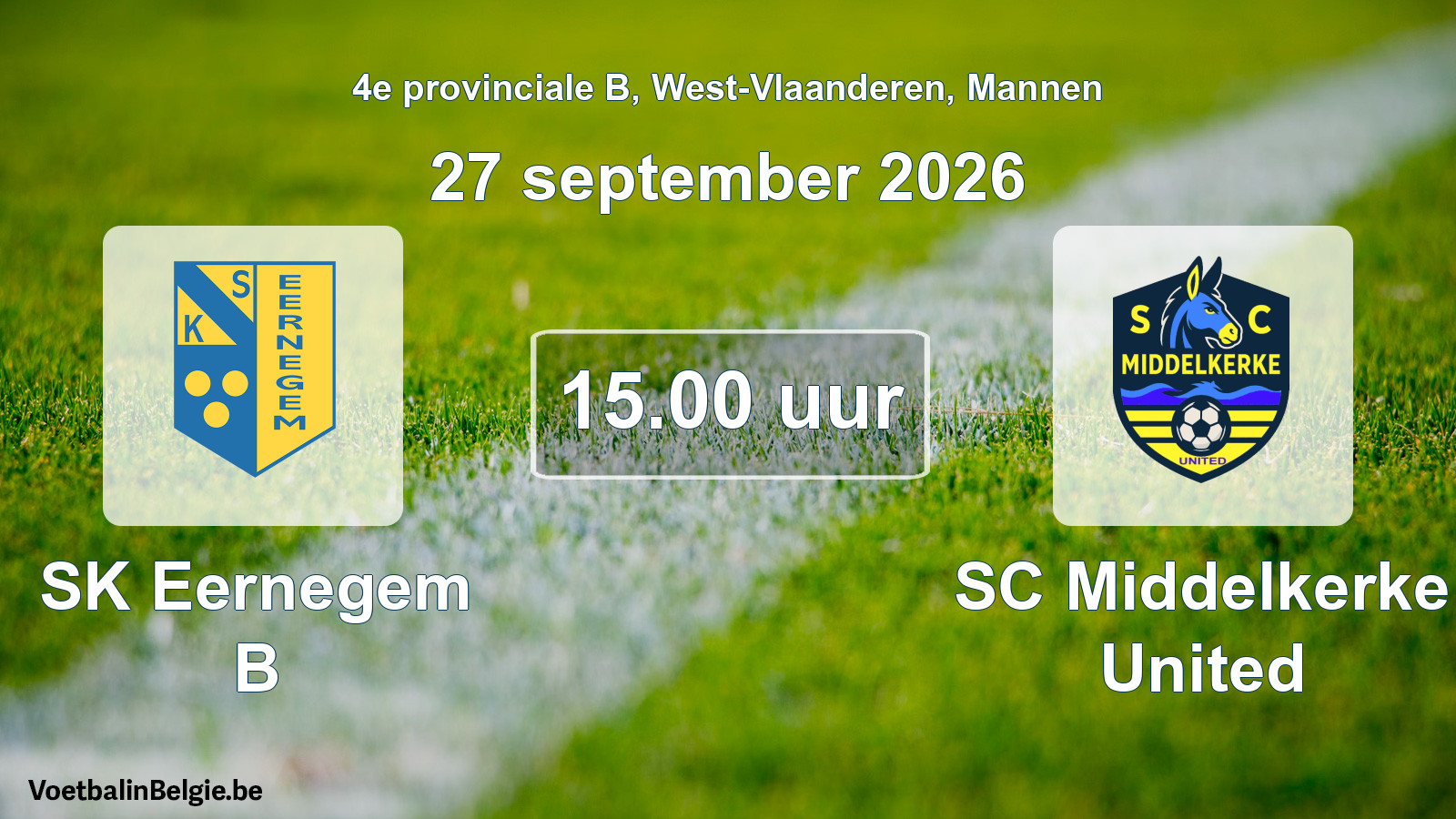 Geplande wedstrijd mannenvoetbal: SK Eernegem B - SC Middelkerke United (27 september 2026)
