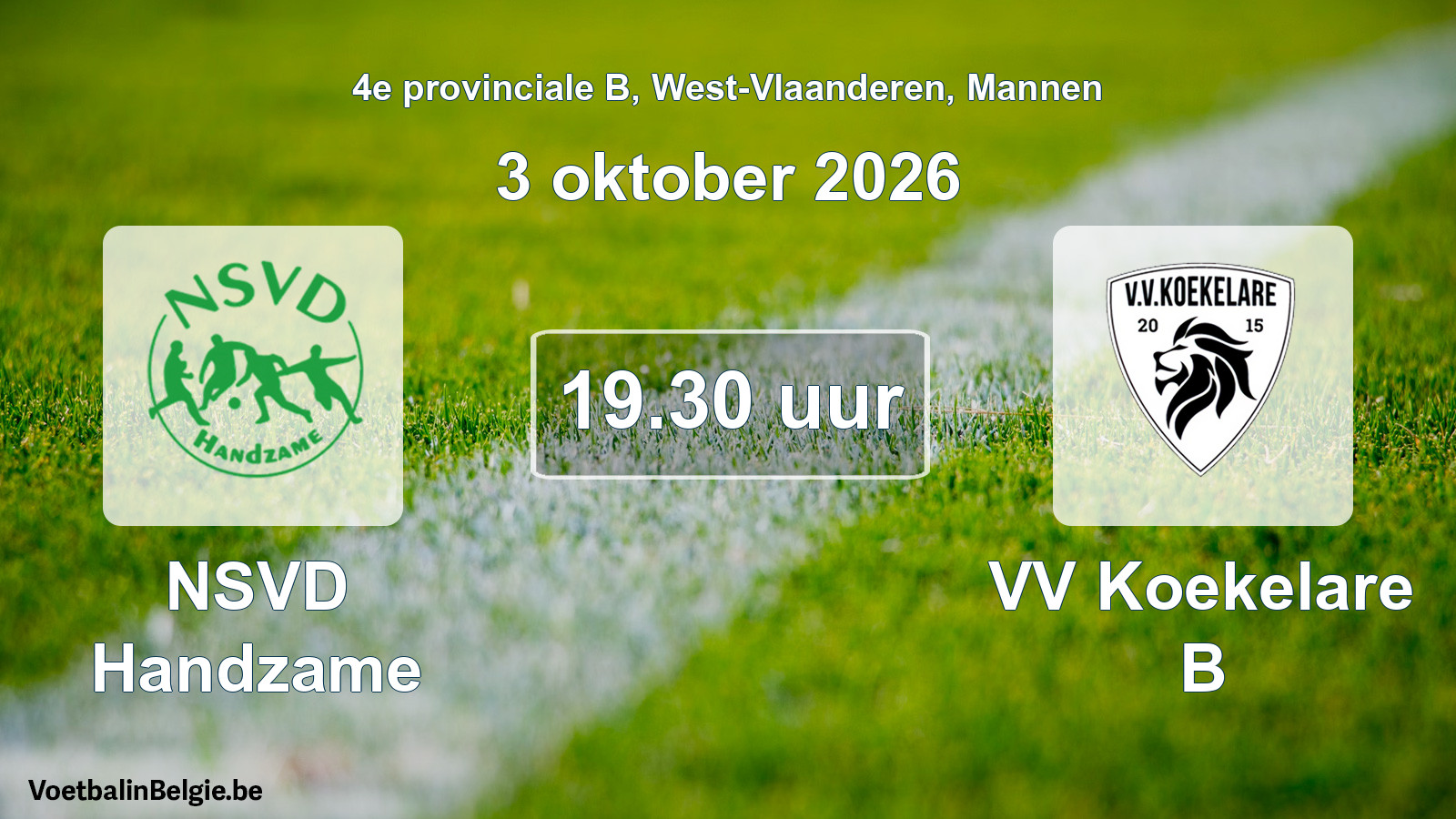 Geplande wedstrijd mannenvoetbal: NSVD Handzame - VV Koekelare B (3 oktober 2026)