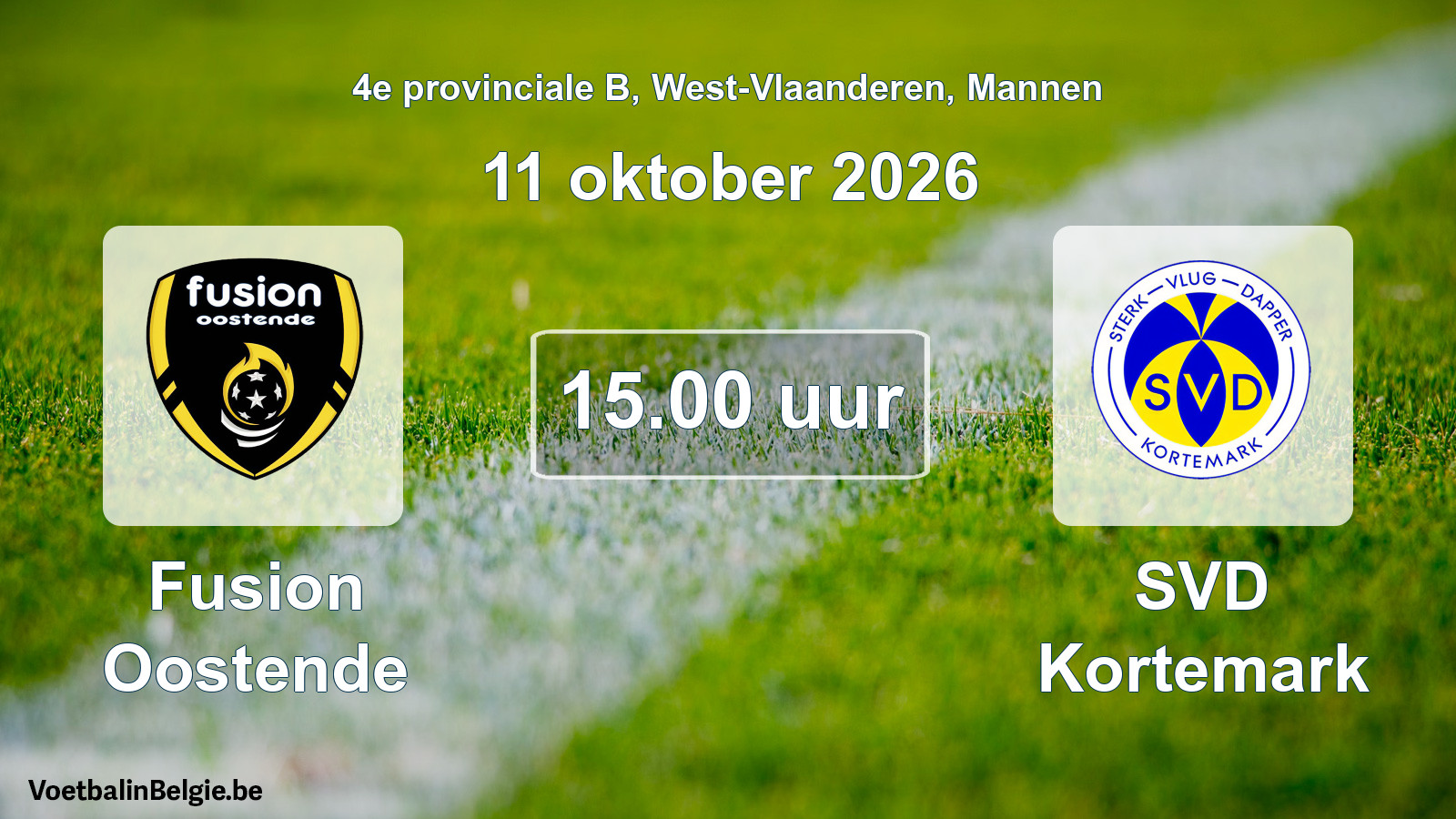 Geplande wedstrijd mannenvoetbal: Fusion Oostende - SVD Kortemark (11 oktober 2026)