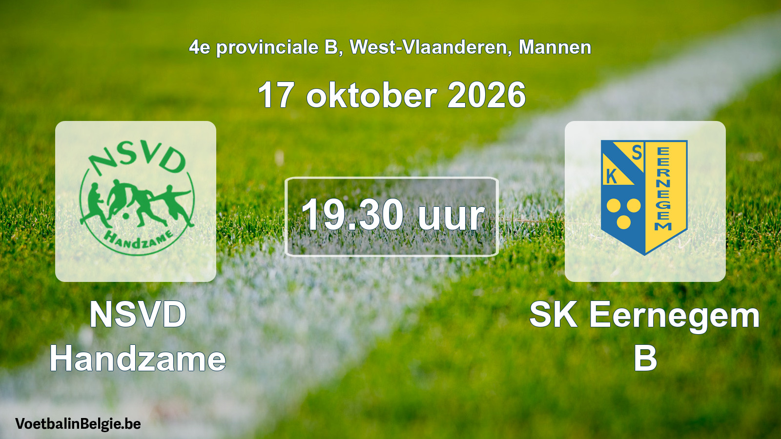 Geplande wedstrijd mannenvoetbal: NSVD Handzame - SK Eernegem B (17 oktober 2026)