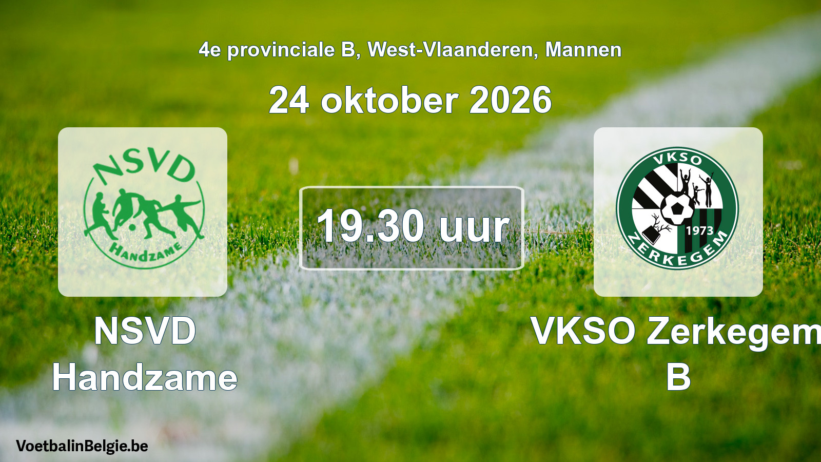Geplande wedstrijd mannenvoetbal: NSVD Handzame - VKSO Zerkegem B (24 oktober 2026)